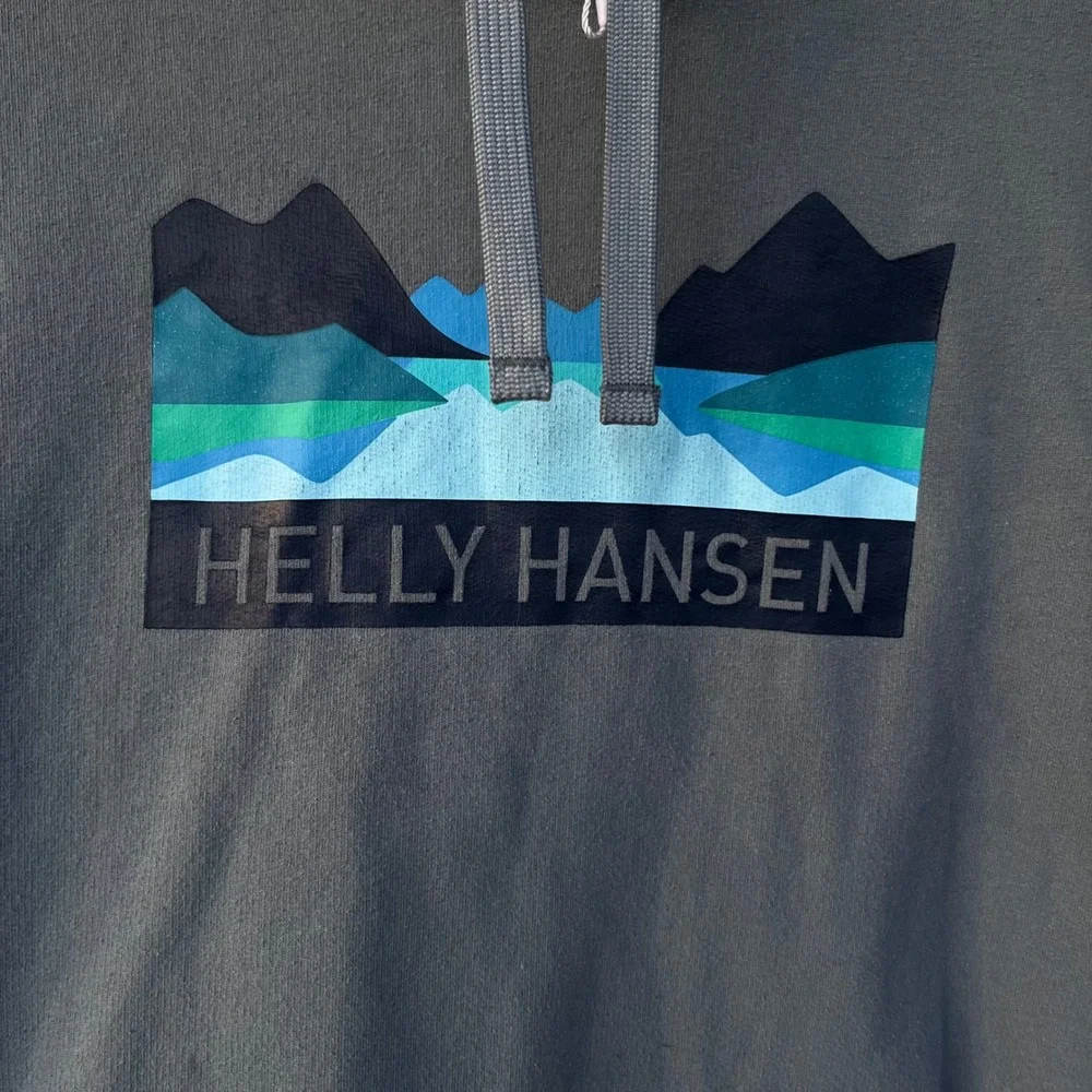 Helly Hansen Mens Mountain Graphic Hoodie Grey Regular Fit L Gorpcore Athleisure